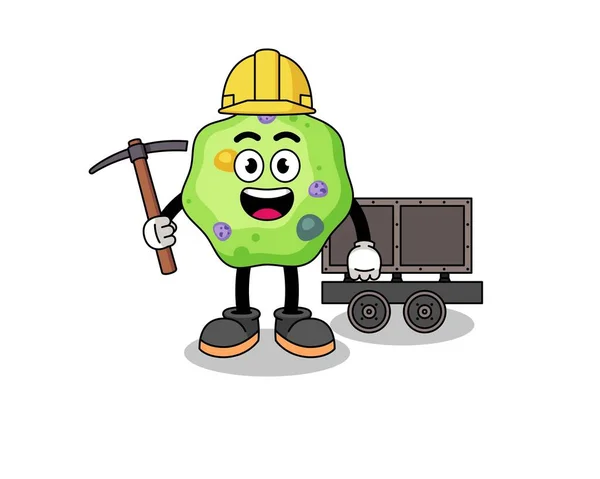 Mascota Ilustración Ameba Minero Diseño Personajes — Vector de stock