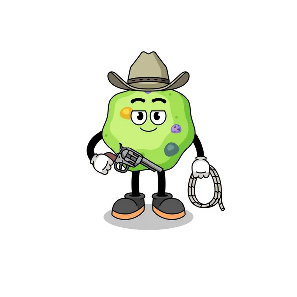 Carattere Mascotte Ameba Come Cowboy Character Design — Vettoriale Stock