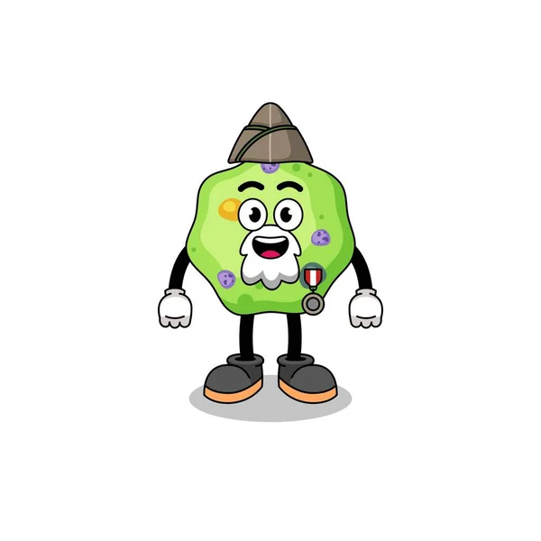 Desenho Animado Caráter Ameba Como Veterano Design Personagem — Vetor de Stock