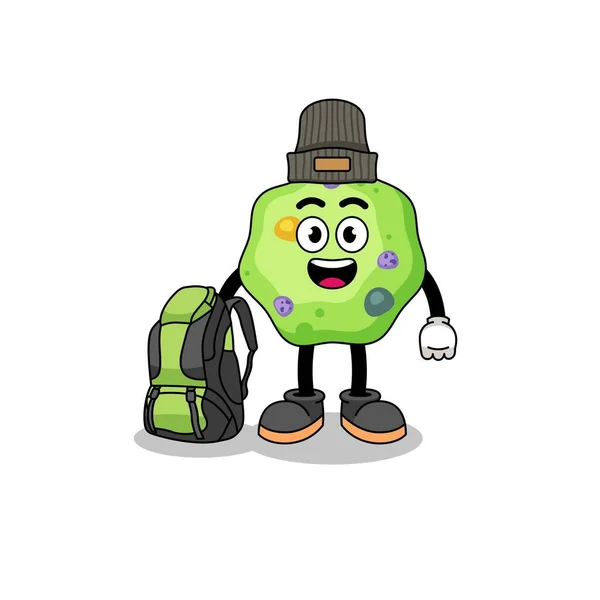 Ilustração Mascote Ameba Como Caminhante Design Personagem — Vetor de Stock