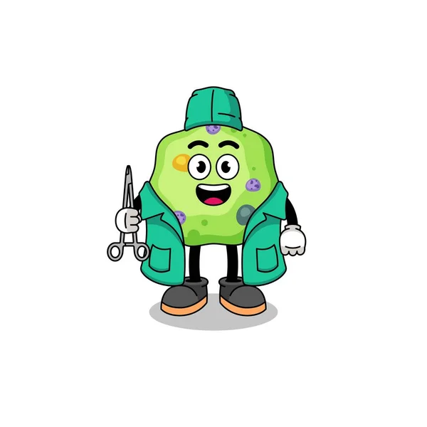 Ilustración Mascota Ameba Como Cirujano Diseño Personajes — Vector de stock