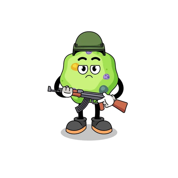 Cartoon Amoeba Soldier Character Design — Stock Vector