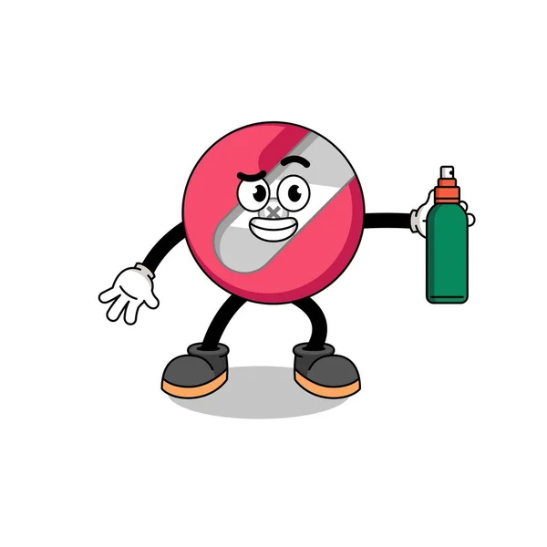 Illustrazione Cartone Animato Tenendo Zanzara Temperamatite Repellente — Vettoriale Stock