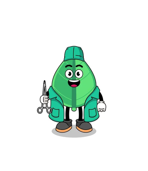Illustration Leaf Mascot Surgeon Character Design — Stock Vector