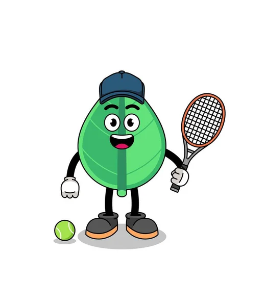 テニス選手としての葉のイラストキャラクターデザイン — ストックベクタ