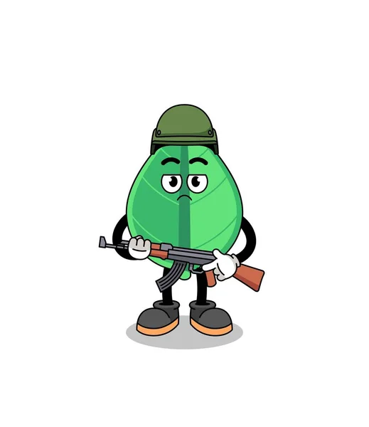 Cartoon Leaf Soldier Character Design — Stock Vector