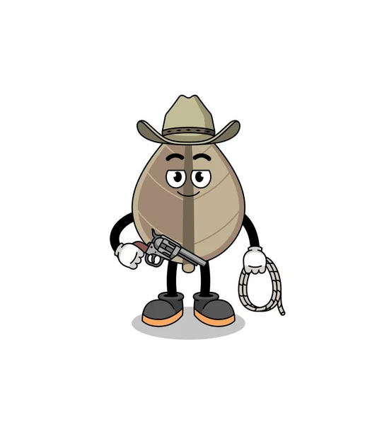 Character Mascot Dried Leaf Cowboy Character Design — Stock Vector