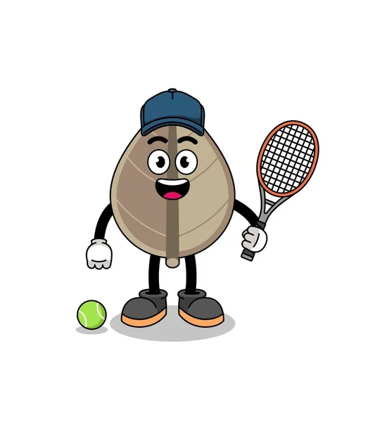 Getrocknete Blatt Illustration Als Tennisspieler Charakterdesign — Stockvektor