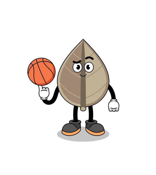 Dried Leaf Illustration Basketball Player Character Design — Stock Vector