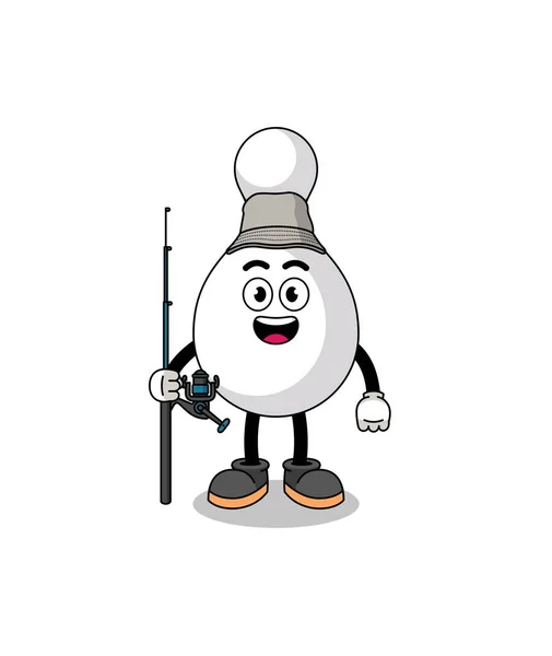 Mascotte Illustration Bowling Pin Pêcheur Character Design — Image vectorielle