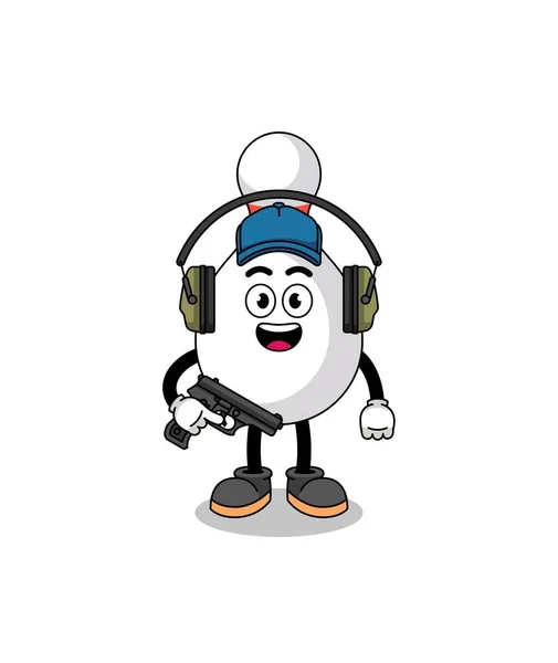 Character Mascot Bowling Pin Doing Shooting Range Character Design — Stock Vector