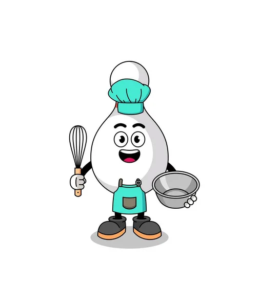 Illustration Bowling Pin Bakery Chef Character Design — Stock Vector