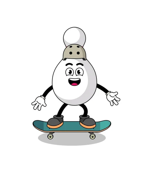 Талисман Кегли Играющий Скейтборде Дизайн Персонажей — стоковый вектор