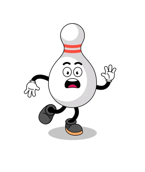 Glijdende Bowling Pin Mascotte Illustratie Karakter Ontwerp — Stockvector