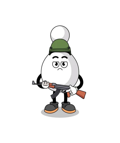 Cartoon Bowling Pin Soldier Character Design — Stock Vector