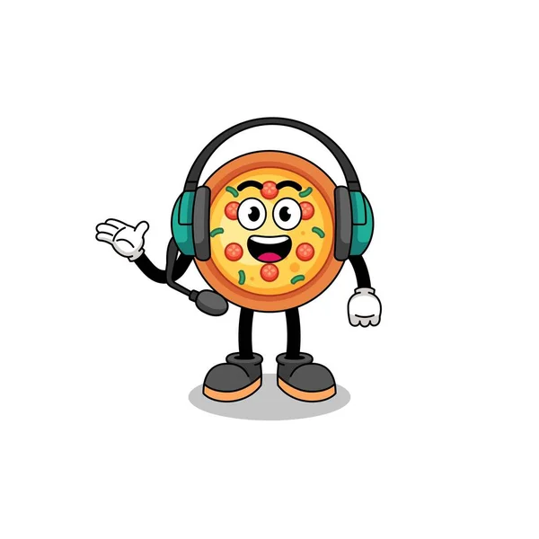 Maskot Ilustrace Pizzy Jako Zákaznické Služby Charakter Designu — Stockový vektor