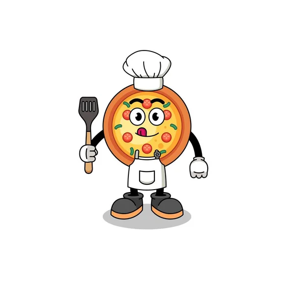 Mascotte Illustration Chef Pizza Character Design — Image vectorielle
