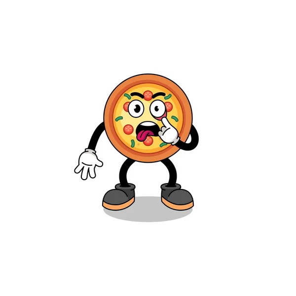 Charakter Ilustracja Pizzy Wystającym Językiem Projekt Postaci — Wektor stockowy