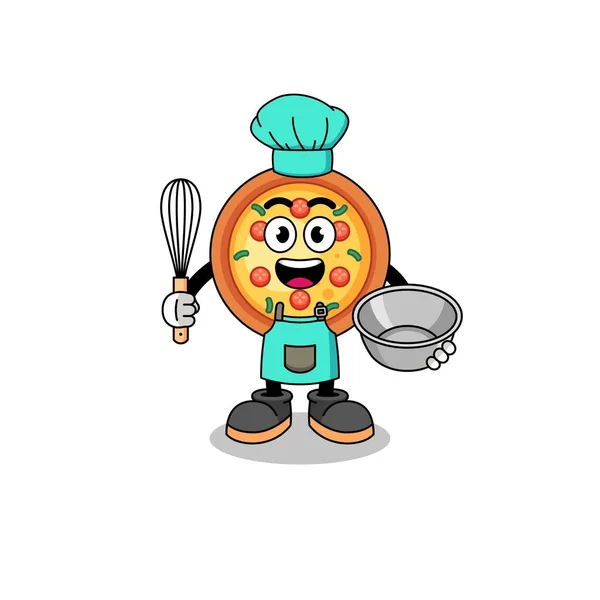 Ilustración Pizza Como Chef Panadería Diseño Personajes — Vector de stock