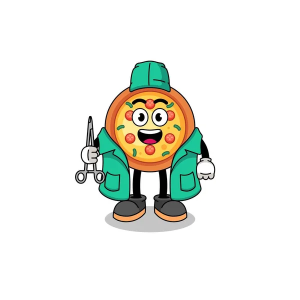 Ilustração Mascote Pizza Como Cirurgião Design Personagem — Vetor de Stock