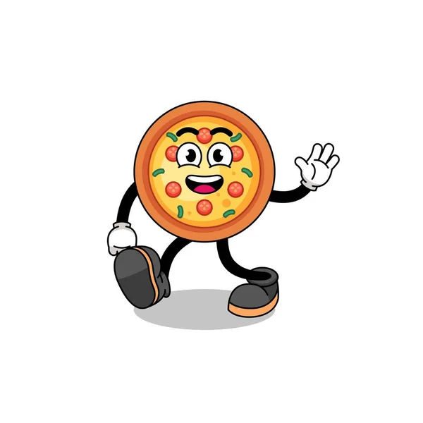 Pizza Karikatura Chůze Charakter Design — Stockový vektor