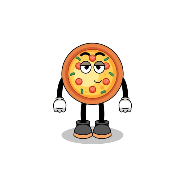 Pizza Cartoon Paar Met Verlegen Pose Karakter Ontwerp — Stockvector