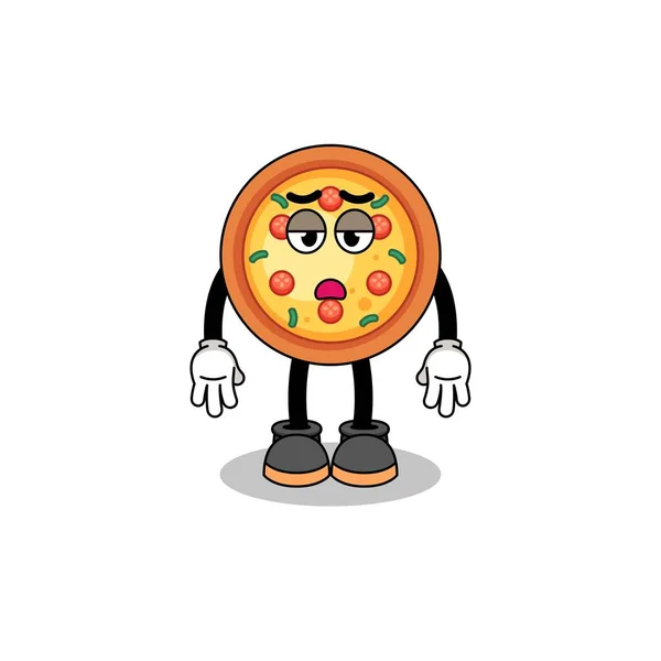 Kreskówka Pizza Gestem Zmęczenia Projekt Postaci — Wektor stockowy