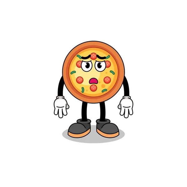 Ilustrasi Kartun Pizza Dengan Wajah Sedih Desain Karakter - Stok Vektor