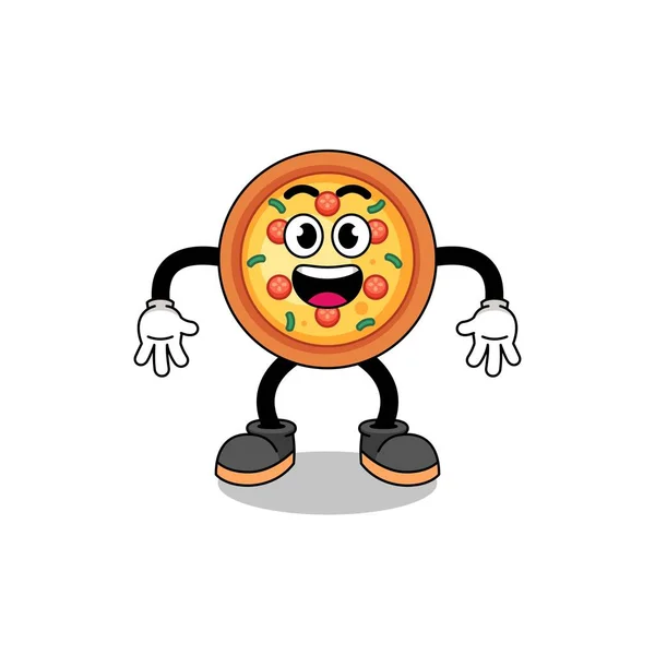 Cartone Animato Pizza Con Gesto Sorpreso Character Design — Vettoriale Stock