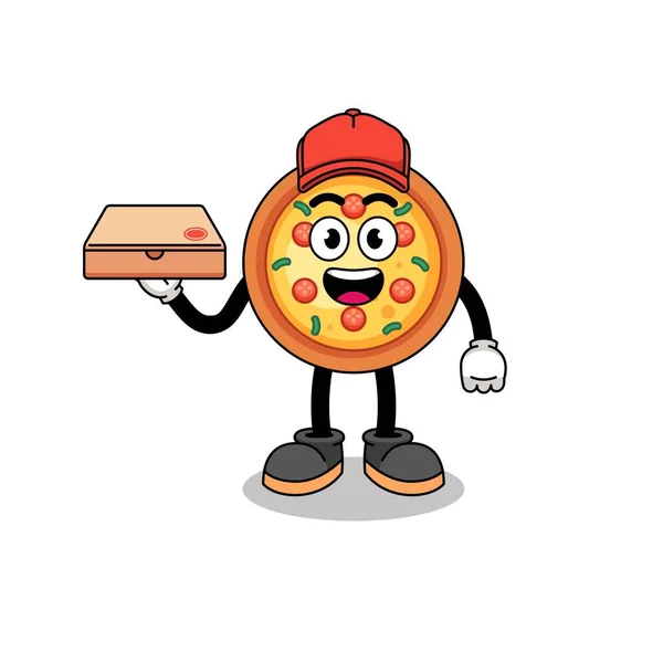 Ilustração Pizza Como Entregador Pizza Design Personagem — Vetor de Stock