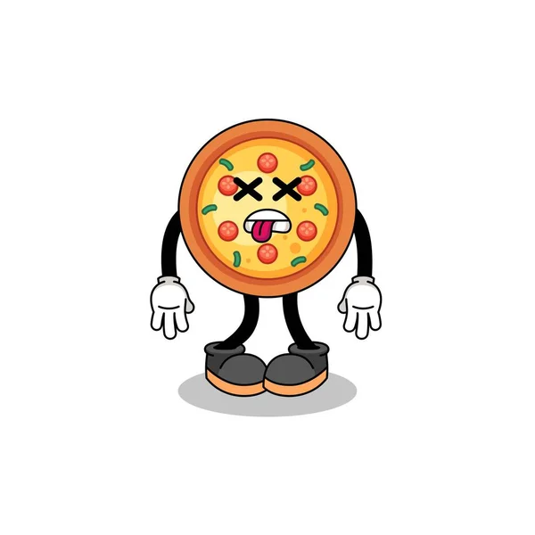Pizza Maskot Ilustrace Mrtvý Charakter Design — Stockový vektor