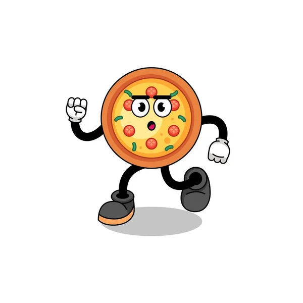 Correr Pizza Mascota Ilustración Diseño Personajes — Archivo Imágenes Vectoriales