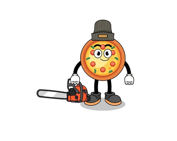 Pizza Ilustración Dibujos Animados Como Leñador Diseño Personajes — Vector de stock