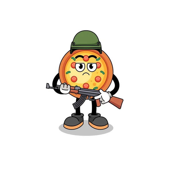 Desenhos Animados Soldado Pizza Design Personagem — Vetor de Stock