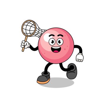 Kelebek yakalayan sakız topu karikatürü, karakter tasarımı