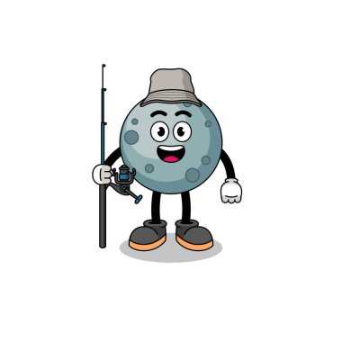 Asteroit balıkçısının maskot çizimi, karakter tasarımı