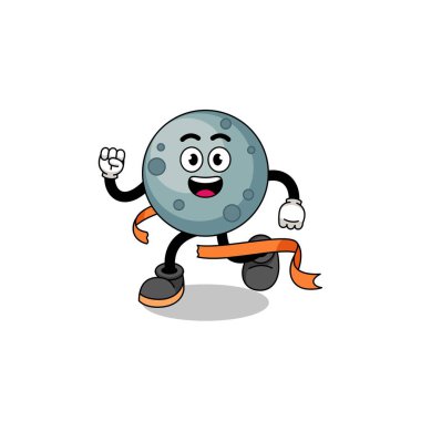 Bitiş çizgisinde çalışan asteroidin maskot karikatürü, karakter tasarımı