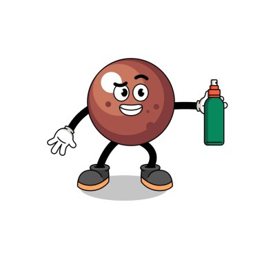 Çikolata topu çizimi karikatürü sivrisinek kovucu, karakter tasarımı