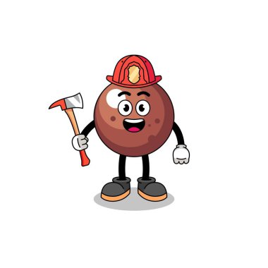 Çikolata topunun maskotu itfaiyeci, karakter tasarımı