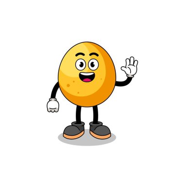 Altın yumurta karikatürü el hareketi yapıyor, karakter tasarımı