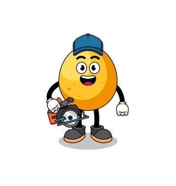 Bir ahşap işçisi olarak altın yumurtanın çizgi film çizimi, karakter tasarımı