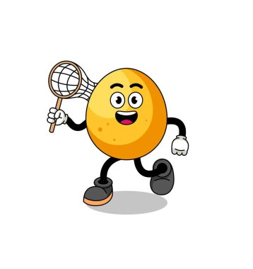 Kelebek yakalayan altın yumurta karikatürü, karakter tasarımı