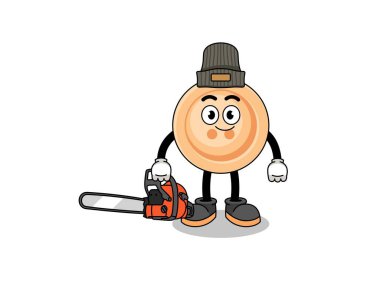 Bir oduncu olarak düğme illüstrasyon çizgi filmi, karakter tasarımı