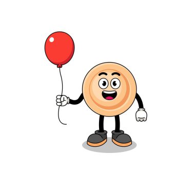 Balon tutan bir düğme karikatürü, karakter tasarımı