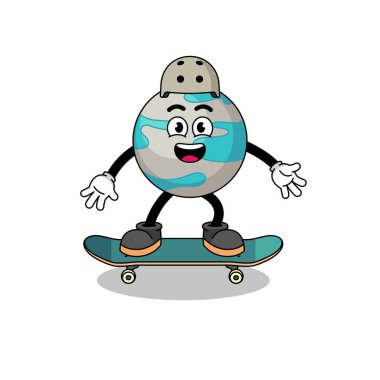 Gezegen maskotu kaykay oynuyor, karakter tasarımı