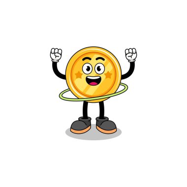 Hula hoop, karakter tasarımı oynayan madalyanın tasviri