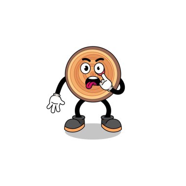 Tahta tanecikli, dili dışarı çıkmış karakter tasarımı.