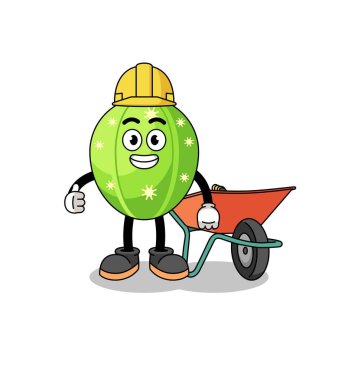 Müteahhit olarak kaktüs karikatürü, karakter tasarımı