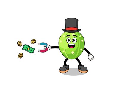 Kaktüsün mıknatıs ve karakter tasarımı ile para yakalama karakteri