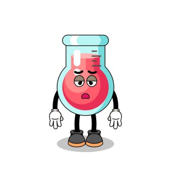 Yorgunluk jestli laboratuvar beher karikatürü, karakter tasarımı